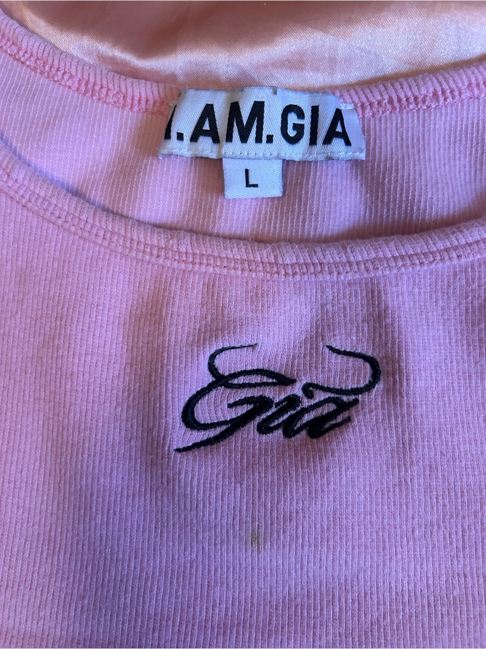 I.AM.GIA Pink Ribbed Cropped Tank - Picture 3 of 3
